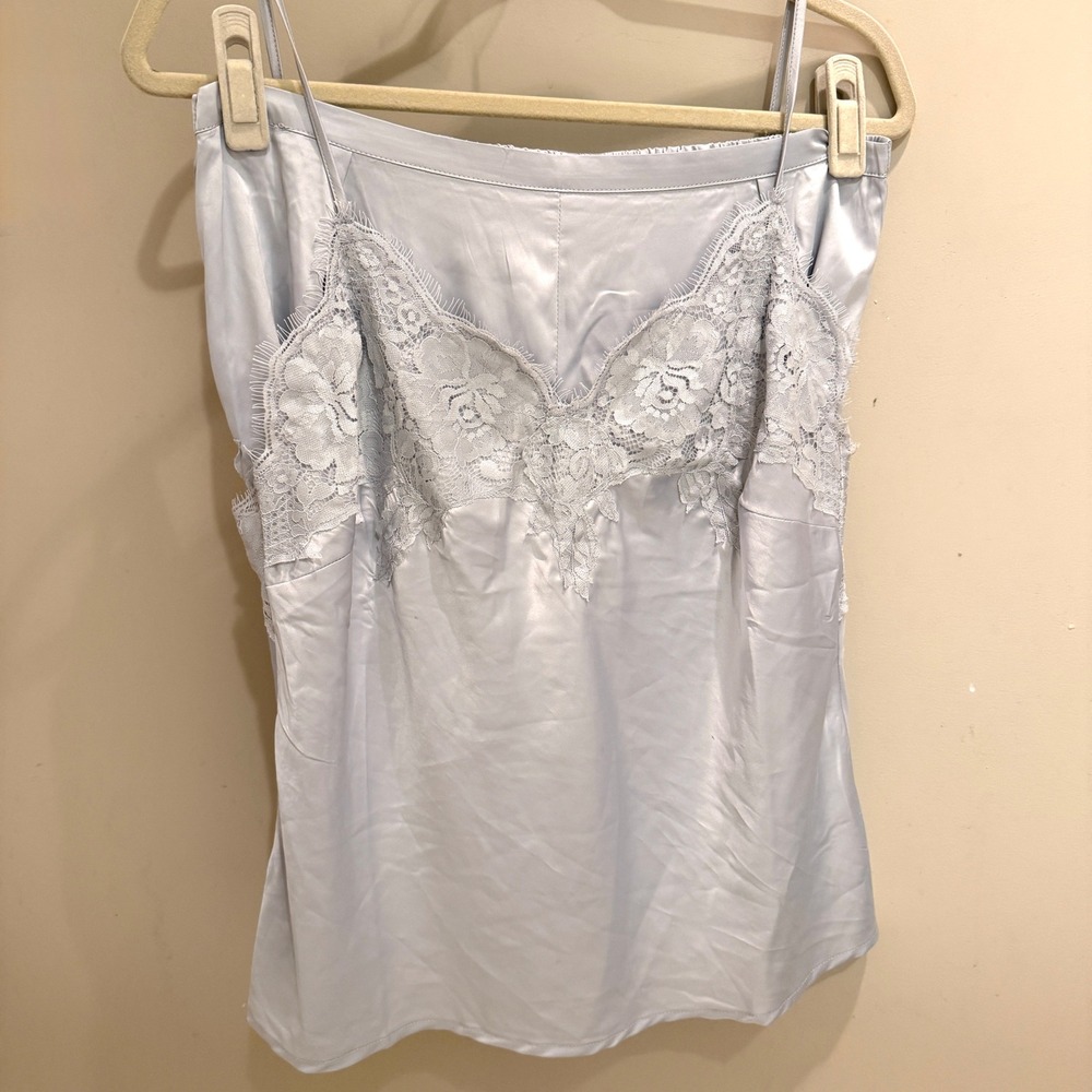 Homebodii Blue Lace Satin Pajama Set‎ M Bridal Honeymoon Lingerie Sleepwear